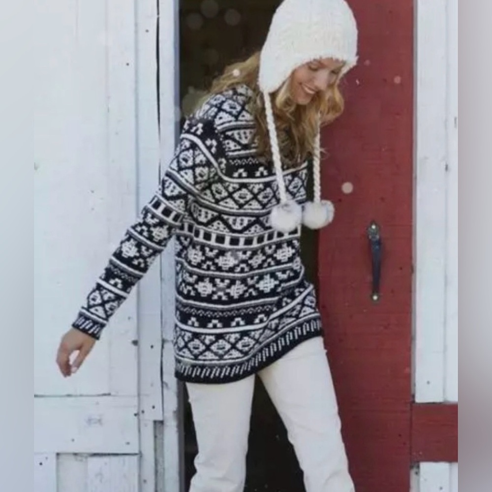 J Jill Nordic Jacquard Knit Mock Neck Sweater Size Large